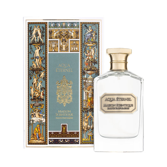 Maison Scentique Aqua Éternel aquatic parfum with sea salt, bergamot and cedarwood. Haute Parfumerie Maison Scentique Aqua Éternel - an exquisite fragrance capturing the essence of timeless luxury. The other side of art.