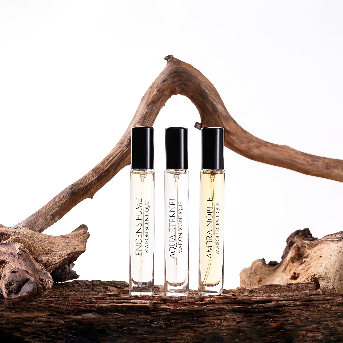 Discovery Set Niche Perfumes by Maison Scentique wood decor