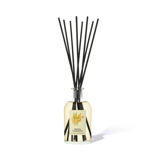 Maison Scentique luxury reed diffuser with mimosa, neroli and cardamom scent